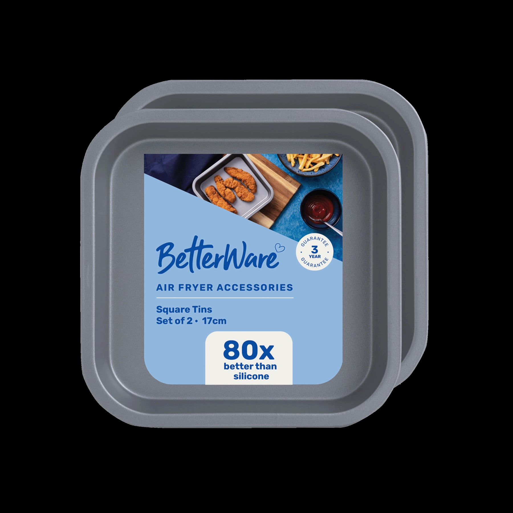 Wham Betterware Airfryer 17cm Square Tin Set of 2 Wham Betterware Airfryer 17cm Square Tin Set of 2